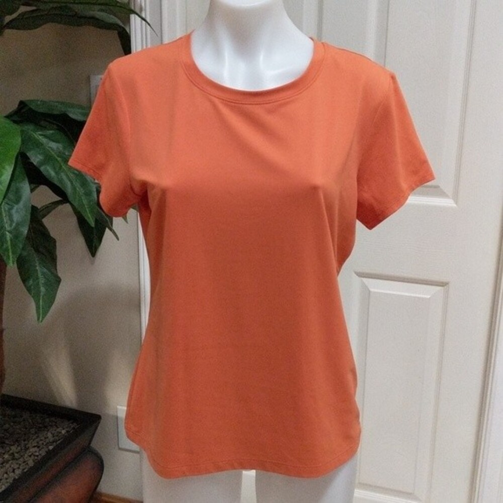 Apostrophe Stretch Women's Orange Short Sleeve Top Size Medium